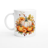 Pumpkin Bouquet Fall Mug – Cozy 11oz Ceramic Mug with Autumn Flowers and Pumpkin Design – Perfect for Coffee, Tea, Hot Chocolate