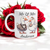 Mr & Mrs Personalized Duck Wedding Mug | Custom Couple Names Anniversary Gift | Kitchen Housewarming