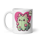 Aesthetic Adorable Cat & Cactus Mug - Unique Kawaii Style, Cozy Tea Time Companion - Cute Gift Idea