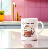 Kawaii Catpuccino Mug - Charming Cat Design - Perfect for Morning Coffee or Tea - Great Gift for Kawaii Collectors