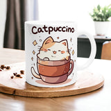 Kawaii Catpuccino Mug - Charming Cat Design - Perfect for Morning Coffee or Tea - Great Gift for Kawaii Collectors