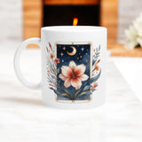 Flower Celestial Mug | Cosmic Floral Coffee Mug | Custom Starry Night Mug for Gifts