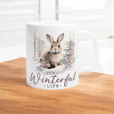 Rabbit in the Snow Winter Mug – "It’s a Winterful Life" 11oz Ceramic Mug for Hot Drinks – Cute Winter Rabbit Coffee Tea Gift